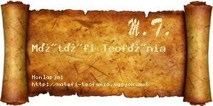 Mátéfi Teofánia névjegykártya